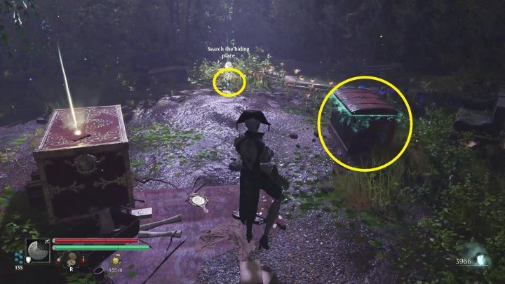 In the bushes you will find a clue about a person who may know the whereabouts of Athenais - Steelrising: Origins sidequest - walkthrough - Side missions - Steelrising Guide, Walkthrough