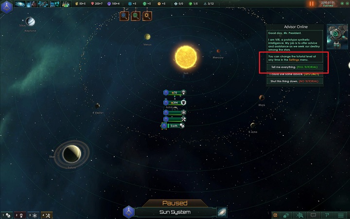 This causes the tutorial to appear - How to set foundations for the empire in Stellaris? - A good start in Stellaris - Stellaris Guide