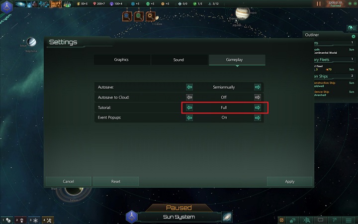 Here you can change parameters of the tutorial mode - How to set foundations for the empire in Stellaris? - A good start in Stellaris - Stellaris Guide