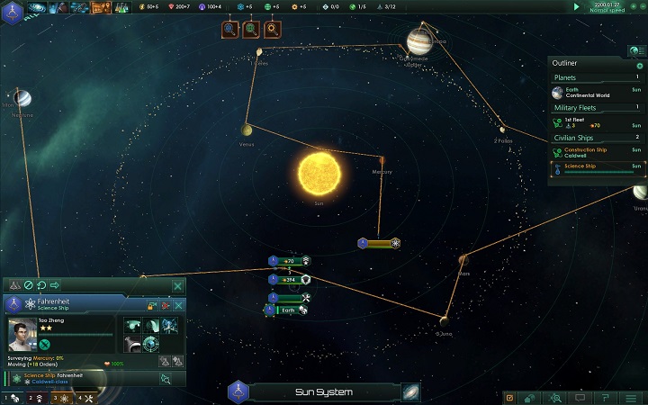 After issuing the order, the ship determines its route around the system and queues up the rest of the planets to survey - How to set foundations for the empire in Stellaris? - A good start in Stellaris - Stellaris Guide