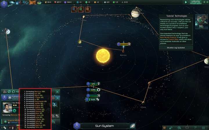You can check progress into surveying the planets at any moment into the game - How to set foundations for the empire in Stellaris? - A good start in Stellaris - Stellaris Guide