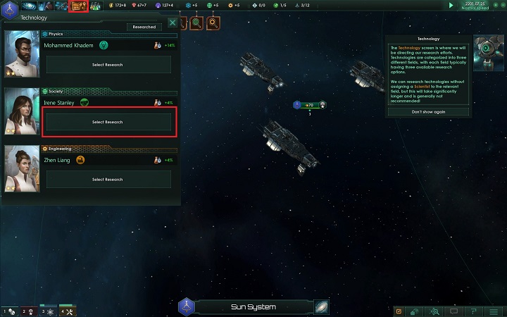To do this, select Technology tab and click the button marked in the screenshot - How to set foundations for the empire in Stellaris? - A good start in Stellaris - Stellaris Guide