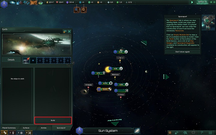Switch to mother planet panel and select Spaceport tab - How to set foundations for the empire in Stellaris? - A good start in Stellaris - Stellaris Guide