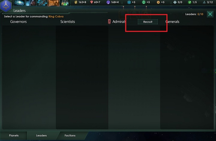 This will take you to another tab, where you can recruit commanders for individual units - How to set foundations for the empire in Stellaris? - A good start in Stellaris - Stellaris Guide
