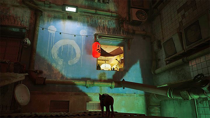 You can reach Clementine's apartment through the shutter from the image above - get closer to it by jumping over more building roofs - Stray: The Slums, Chapter 4 - walkthrough - Walkthrough - Stray Guide, Walkthrough