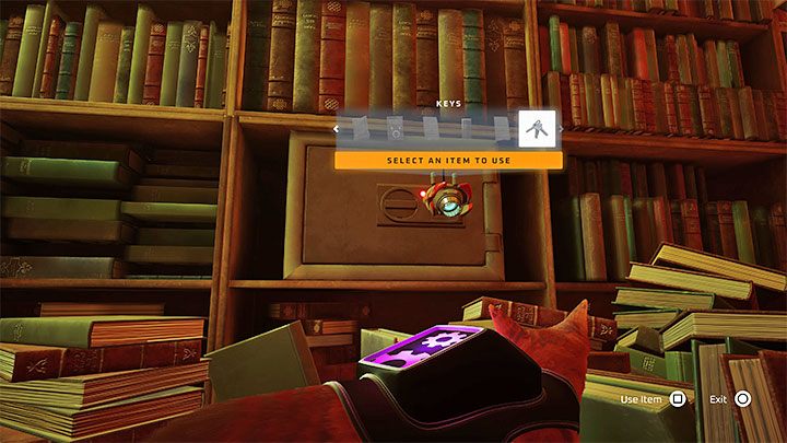 The safe with Doc's notebook is on one of the shelves in the main area of the library - Stray: The Slums, Chapter 4 - walkthrough - Walkthrough - Stray Guide, Walkthrough