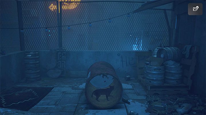 In the next location, enter the barrel and for the first time, you have to roll it - Stray: Dead City, Chapter 2 - walkthrough - Walkthrough - Stray Guide, Walkthrough