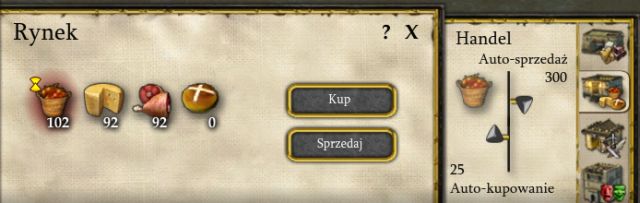 The market window, allowing you to set up the automatic purchasing and/or selling process. - Market - purchasing and selling - Key elements of gameplay - Stronghold: Crusader II - Game Guide and Walkthrough