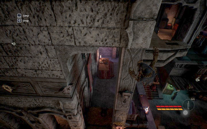 Move left using the handles on the wall - Acquire a pass | Mission 2 - Korrangar - Mission 2 - Korrangar - Styx: Shards of Darkness Game Guide