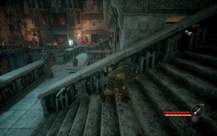 You can safely avoid the guard looking from the balcony, but do it quickly - The Mine | Mission 4 - That Which is Hidden - Mission 4 - That Which is Hidden - Styx: Shards of Darkness Game Guide