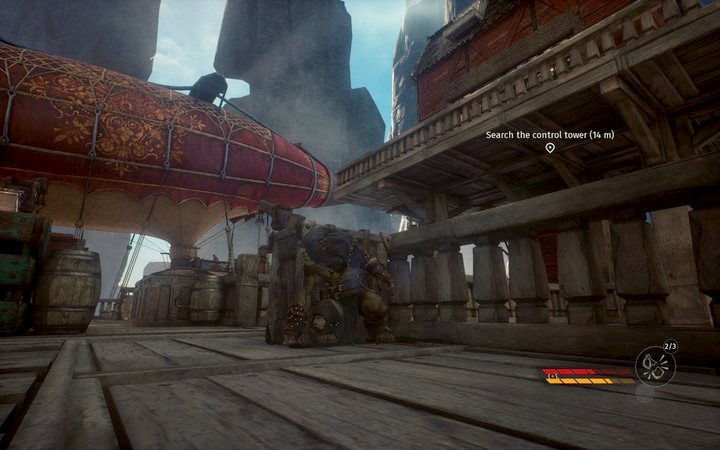 Find the entrance to the tower and check the registry - Boarding the Airship | Mission 5 - Caught in the Trap - Mission 5 - Caught in the Trap - Styx: Shards of Darkness Game Guide