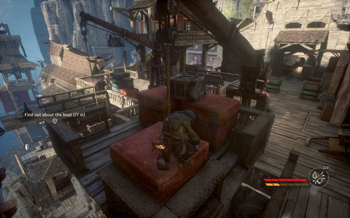 Circle the loading area to avoid the guards - Boarding the Airship | Mission 5 - Caught in the Trap - Mission 5 - Caught in the Trap - Styx: Shards of Darkness Game Guide