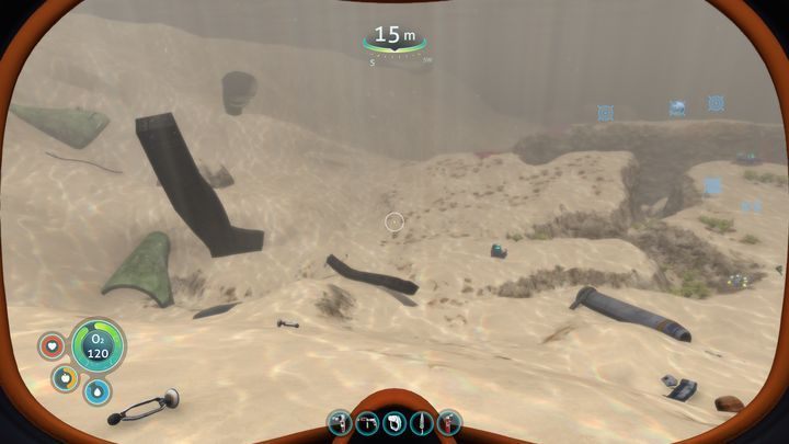 The whole area is covered with various pieces of the Aurora - Subnautica: Crash Zone - biome guide - Biomes - Subnautica Game Guide
