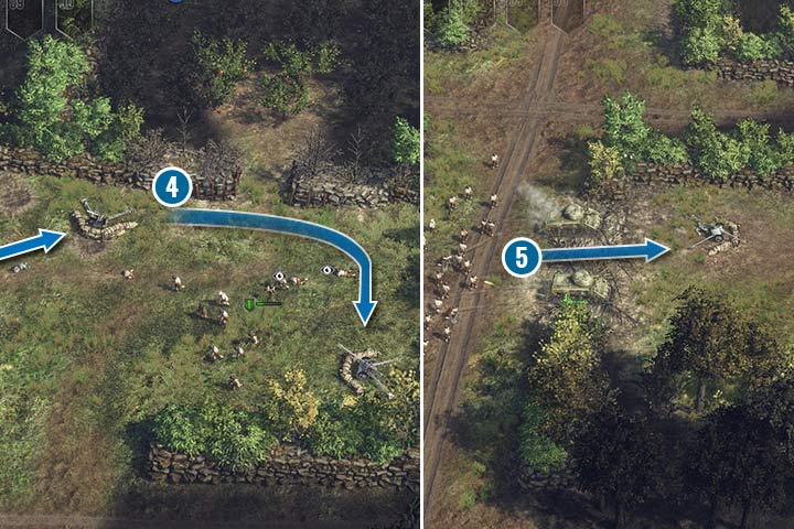 It is worth to eliminate an artillery cannon first before you clear the appointed field. Thanks to that you can easily approach your enemies from behind by breaking through a hedge. - Mission 2 - Battle of the Hedgerows | Allied | Campaign - Allied - Sudden Strike 4 Game Guide