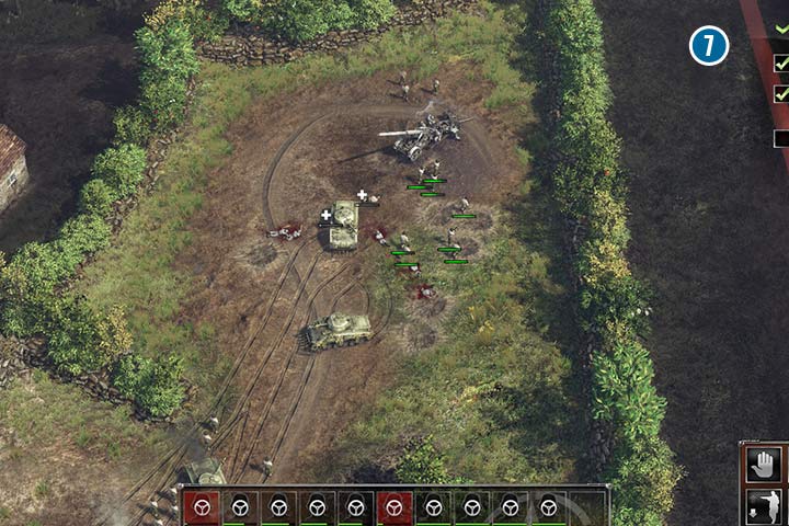 You can gain control over a German heavy artillery cannons although it will cost you lives of a few soldiers. However, if you do that you will get a lot of fire support. If you arent able to get them you should send an attack aircraft or destroy it with tanks. What matters is that the cannons wont be a hindrance to you when you want to clear the city. - Mission 2 - Battle of the Hedgerows | Allied | Campaign - Allied - Sudden Strike 4 Game Guide