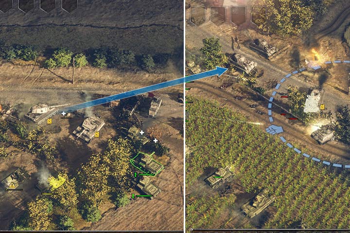 The group that attacks the enemy positions should consist of infantry and tanks. Help your ally and you both should have fewer losses. Use the abandoned Tigers to strengthen your armored forces. - Mission 3 - Battle of the Falaise Pocket | Allied | Campaign - Allied - Sudden Strike 4 Game Guide