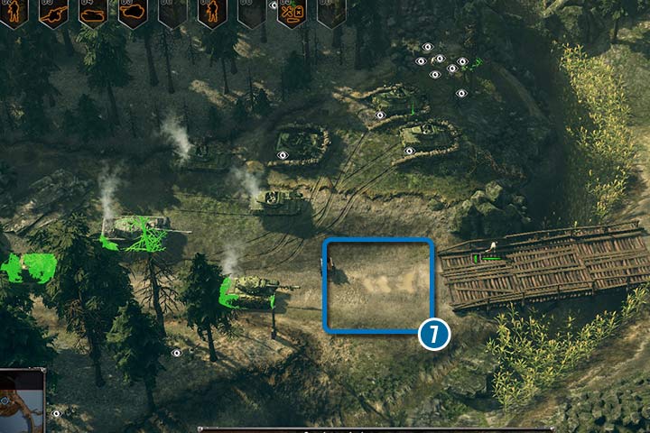 The enemy placed a few mines near the wooden bridge. Send your riflemen first, this is the only type of infantry that can detect anti-tank mines. - Mission 6 - Battle of Hurtgen Forest | Allied | Campaign - Allied - Sudden Strike 4 Game Guide