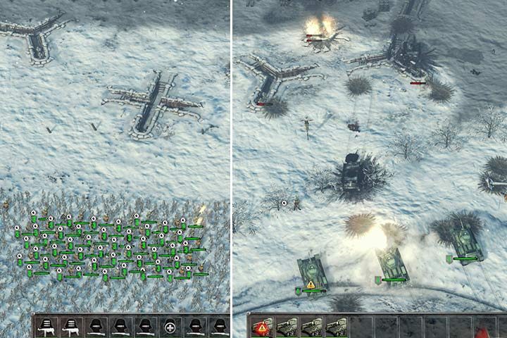 A large group of infantry can clean bunkers or gun statuibs if they are separated or if you can use vegetation or something else as a cover. Use the tanks and a scout to reveal enemies. - Mission 2 - Battle of Moscow | Soviet | Campaign - Soviet - Sudden Strike 4 Game Guide