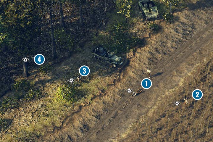 Lasy i rózne typy roslinnosci to przyjaciel piechoty, która moze sie ukryc (symbol oka). Wykorzystaj madrze ten typ terenu do przeprowadzenia zasadzek lub tworzenia punktów obserwacyjnych. Wiekszosc pojazdów nie wykorzysta zalet gestej roslinnosci, jesli nie posiada kamuflazu. - General Tips for Sudden Strike 4 - Game Basics - Sudden Strike 4 Game Guide