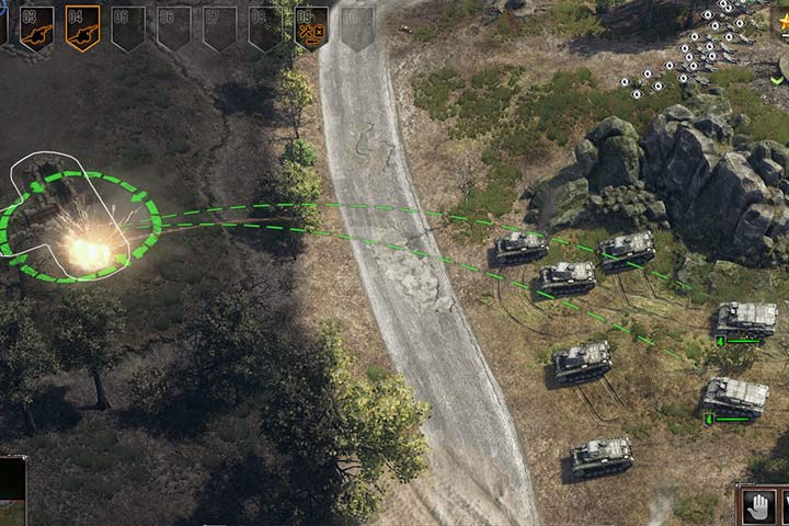 Nawet, jesli nie widzisz wroga, mozesz go zniszczyc. Do tego celu uzyj swoich jednostek dystansowych np. artylerii, poprzez uzycia rozkazu Atakuj cek naziemny. - General Tips for Sudden Strike 4 - Game Basics - Sudden Strike 4 Game Guide