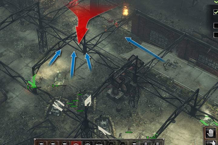 Inside the factory, on the left, there will be a surprise for you. Keep your tanks ready, and take over anti-tank guns scattered around. - Mission 4 - Battle of Stalingrad | German| Campaign - German - Sudden Strike 4 Game Guide