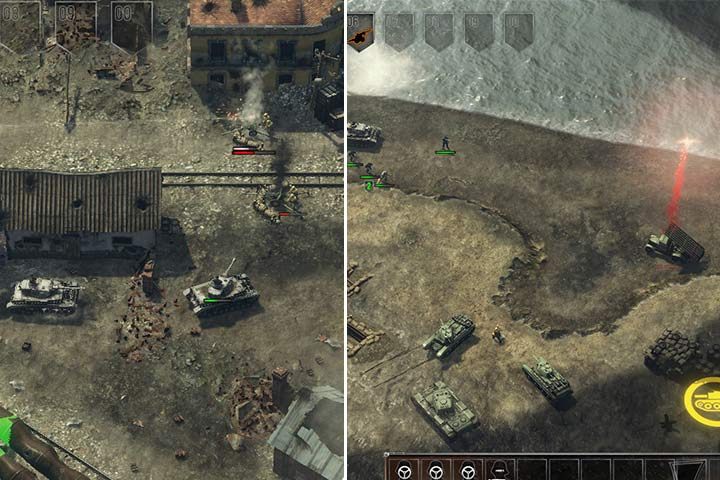 If possible, bring your troops by attacking the right flank. Before you reach the first bunkers, you will come across guns and some light tanks. Then, focus on Katyusha rocket-launchers and deal with them as quickly as possible. Now watch out for heavy reinforcements and finish off the remaining army. - Mission 4 - Battle of Stalingrad | German| Campaign - German - Sudden Strike 4 Game Guide
