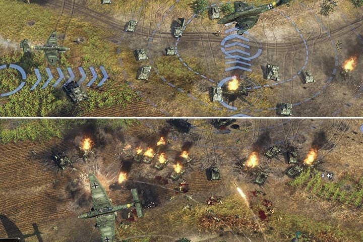 Use assault aircrafts and bombers to punish your enemy. Assault aircrafts will often strike the most powerful units from their weakest side. Your artillery and the fortified line will deliver the final blow. - Battle of Kursk | German| Campaign - German - Sudden Strike 4 Game Guide