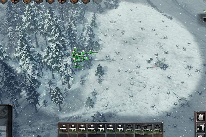 Taking over the heavy artillery will make it easier to eliminate the enemy in the east town. Keep in mind to use only soldiers with rifles, or machine guns. Leave your mortars, rocket-launchers and anti-tank rifles. - Mission 7 - Battle of the Bulge | German| Campaign - German - Sudden Strike 4 Game Guide