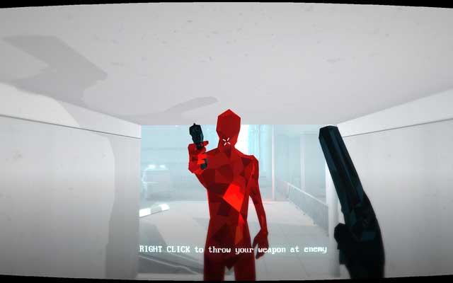 Throwing a weapon at your enemy is often more effective than waiting for another shot - Levels 1-5 - Walkthrough - SUPERHOT - Game Guide and Walkthrough