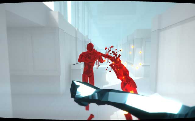 Punch the first enemy and prepare yourself for the other armed bandits - Levels 11-15 - Walkthrough - SUPERHOT - Game Guide and Walkthrough