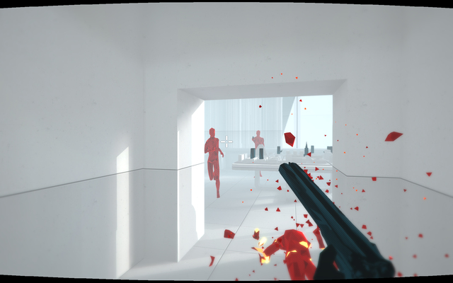 Four more thugs will be waiting in the next room. Try to hide in the room before the next wave begins - Levels 16-20 - Walkthrough - SUPERHOT - Game Guide and Walkthrough
