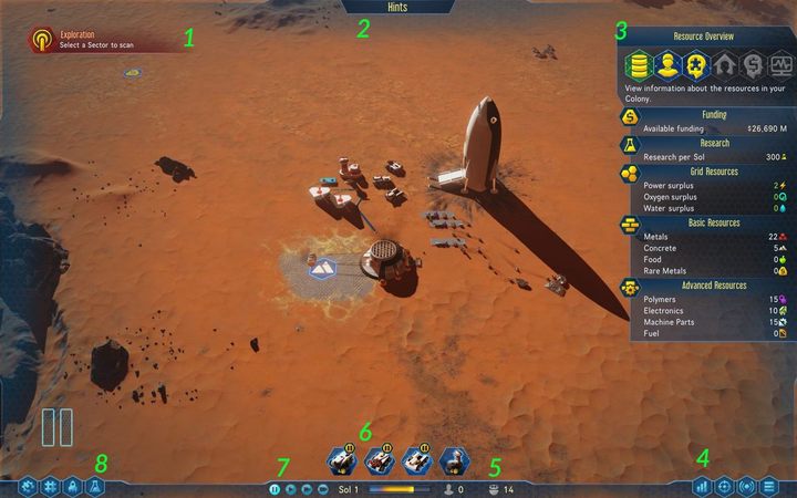 In this chapter, you will learn about the different elements of the interface - Interface in Surviving Mars - Game basics - Surviving Mars Game Guide