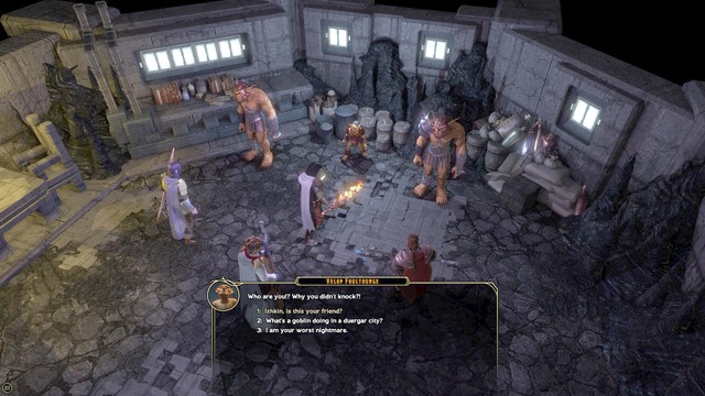 While in the camp, approach, the shop run by Izhkin and talk to him - Golgamanns Deal - Izhkins quest | Companions quests - Companions quests - Sword Coast Legends Game Guide