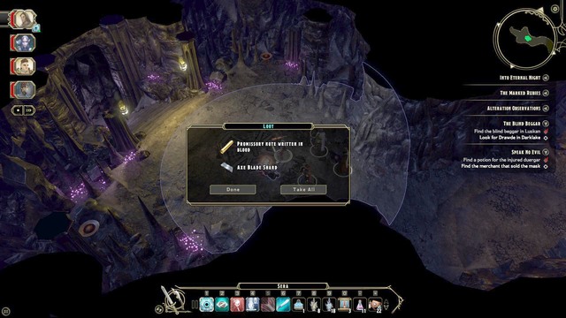 You receive the quest after you read the note you find on the corpse, at the Underdark Descent exit (M11,11) - Remaining side quests | Forlorn Cliffs / Darklake District Walkthrough - Forlorn Cliffs / Darklake District - Sword Coast Legends Game Guide