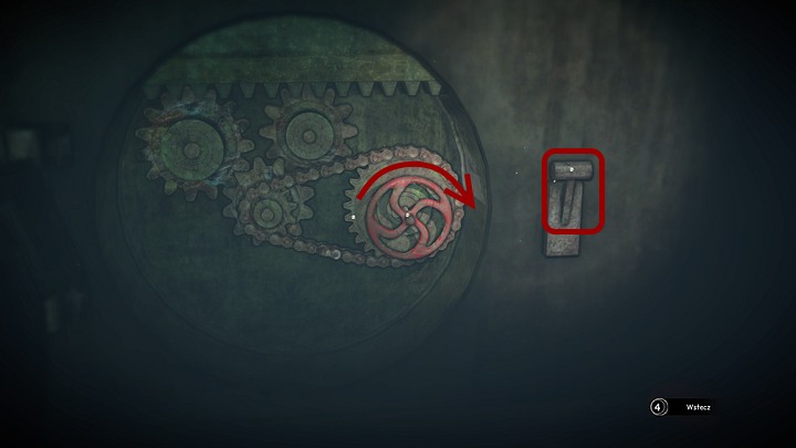 Place the chain between the valve and the lower gear (the active point is on the left of the gear to which the valve is attached; if you have not put the gears in the correct positions yet, the picture above shows where exactly they should be placed) - Open the two locks | Chapter three | Walkthrough - Chapter three - Syberia 3 Game Guide