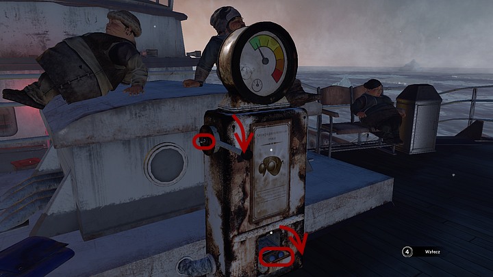Stand in front of the dispenser and zoom in on its lower portion, move down (with the mouse) the cover - turns out its empty - Acquire a radiation meter | Chapter five | Walkthrough - Chapter five - Syberia 3 Game Guide