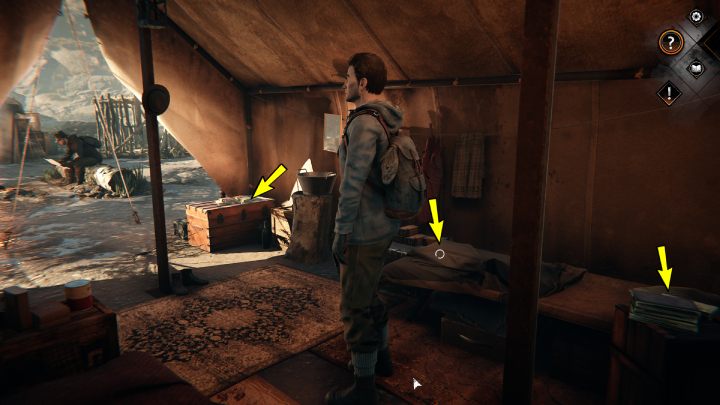 In your tent, inspect - Siberia The World Before: Baltayar - Mountain, autumn 1937 - walkthrough - Walkthrough - Syberia The World Before Guide