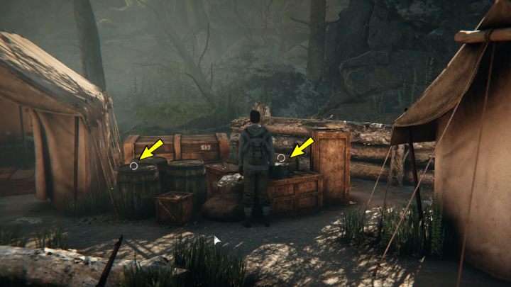 Walk up to the water barrels and fill the empty gourd - Siberia The World Before: Baltayar - Mountain, autumn 1937 - walkthrough - Walkthrough - Syberia The World Before Guide