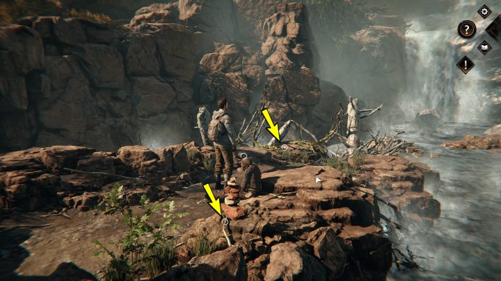 Pick up the straight branches next to Leon, then examine the liana strips by the fallen logs - Siberia The World Before: Baltayar - Mountain, autumn 1937 - walkthrough - Walkthrough - Syberia The World Before Guide