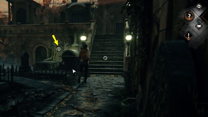 Pick up Oscar, whom you left by the cemetery map earlier - Syberia The World Before: Baden Island, cemetery part 2 - walkthrough - Walkthrough - Syberia The World Before Guide