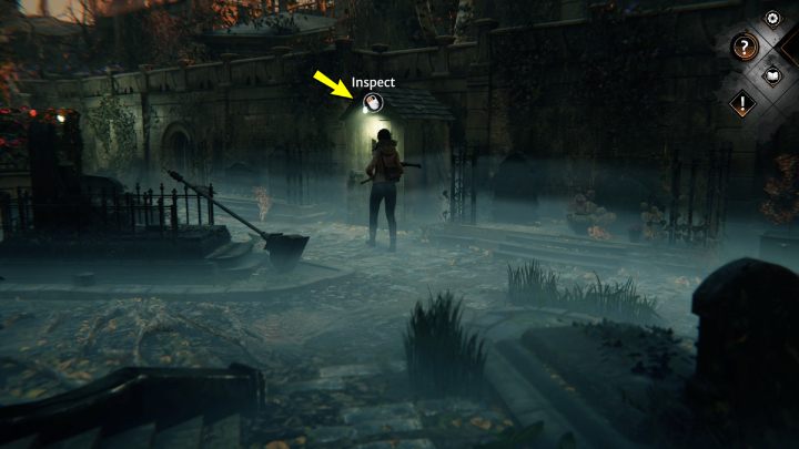 Walk past section M and go down the stairs - Syberia The World Before: Baden Island, cemetery part 2 - walkthrough - Walkthrough - Syberia The World Before Guide