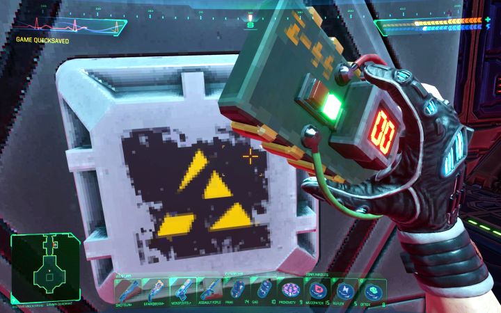 You can now visit the side areas in Systems Engineering, but be careful - you can encounter stronger robots and traps along the way (disarm traps by shooting them from a safe distance) - System Shock Remake: Destroying four antennas in Systems Engineering - puzzle description - Puzzles - System Shock Remake Guide