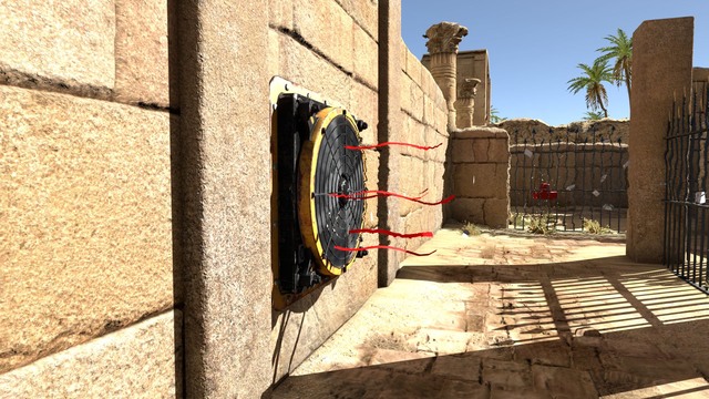 The fan will throw the hexahedron. - B3 | World B - World B - The Talos Principle Game Guide