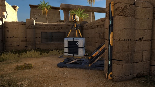 The fan will throw the jammer with the hexahedron under the door. - B5 | World B - World B - The Talos Principle Game Guide