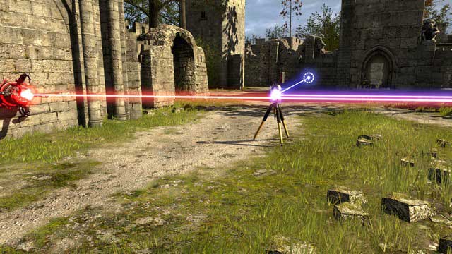 The blue beam must remain on the inside of the red one. - C1 | World C - World C - The Talos Principle Game Guide