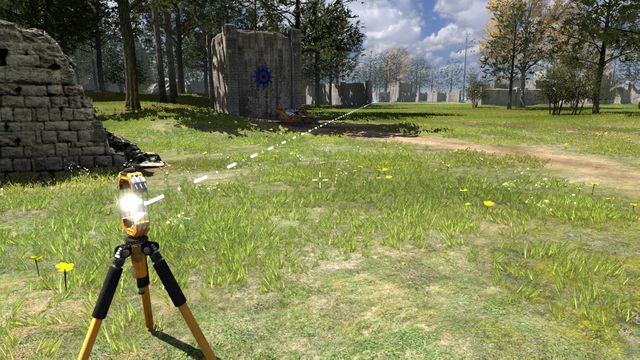 Place the second connector so that it points the button in the distance - Open Field | World 1 - World 1 - The Talos Principle Game Guide