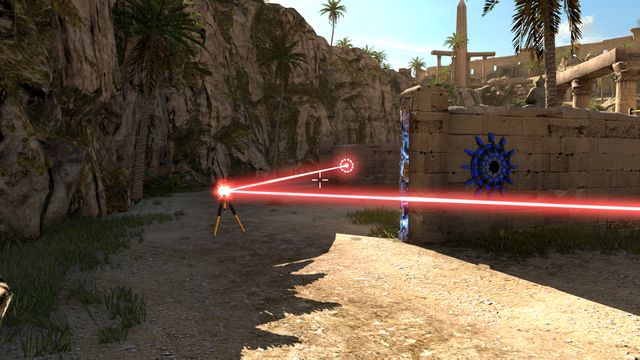 Direct the second connector onto the red button - Crater | World 2 - World 2 - The Talos Principle Game Guide