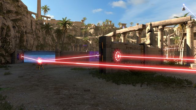 Connect red beams again, this time - lower. - Crater | World 2 - World 2 - The Talos Principle Game Guide