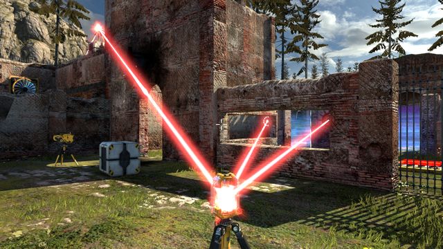 Connect the buttons with the floating connector. - BFF | World 3 - World 3 - The Talos Principle Game Guide