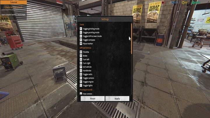 The picture shows the default controls. - Controls in Tank Mechanic Simulator - Appendix - Tank Mechanic Simulator Guide